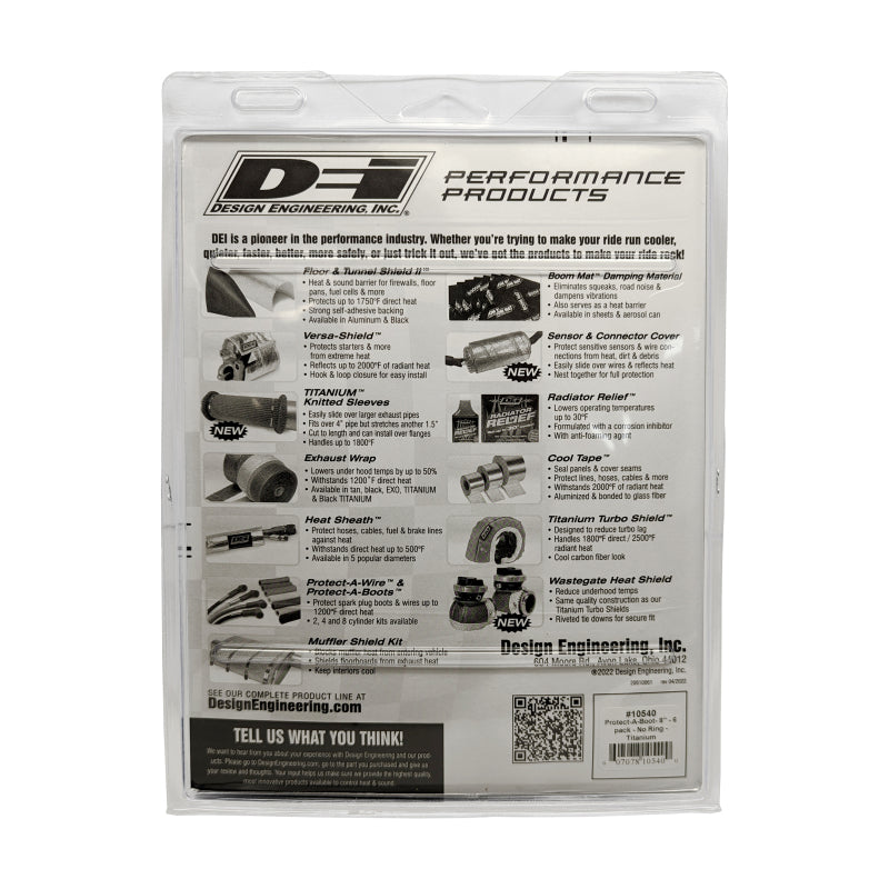 DEI Protect-A-Boot - 8in - 6-pack - No Ring - Titanium - 10540