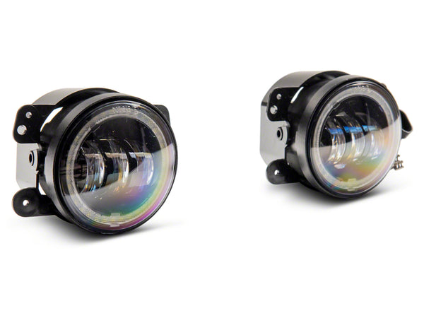 Raxiom 07-18 Jeep Wrangler JK Axial Series 4-In LED Devil Eyes Fog Lights w/ Halo - J142667 for 2007-2018 Jeep Wrangler - fro