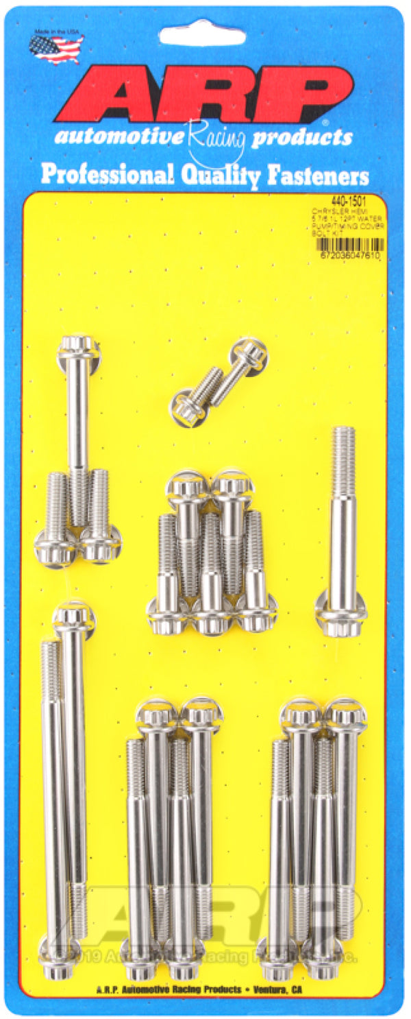 ARP Chrysler Hemi 5.7/6.1L Stainless Steel 12pt Water Pump/Timing Cover Bolt Kit - 440-1501 by ARP
