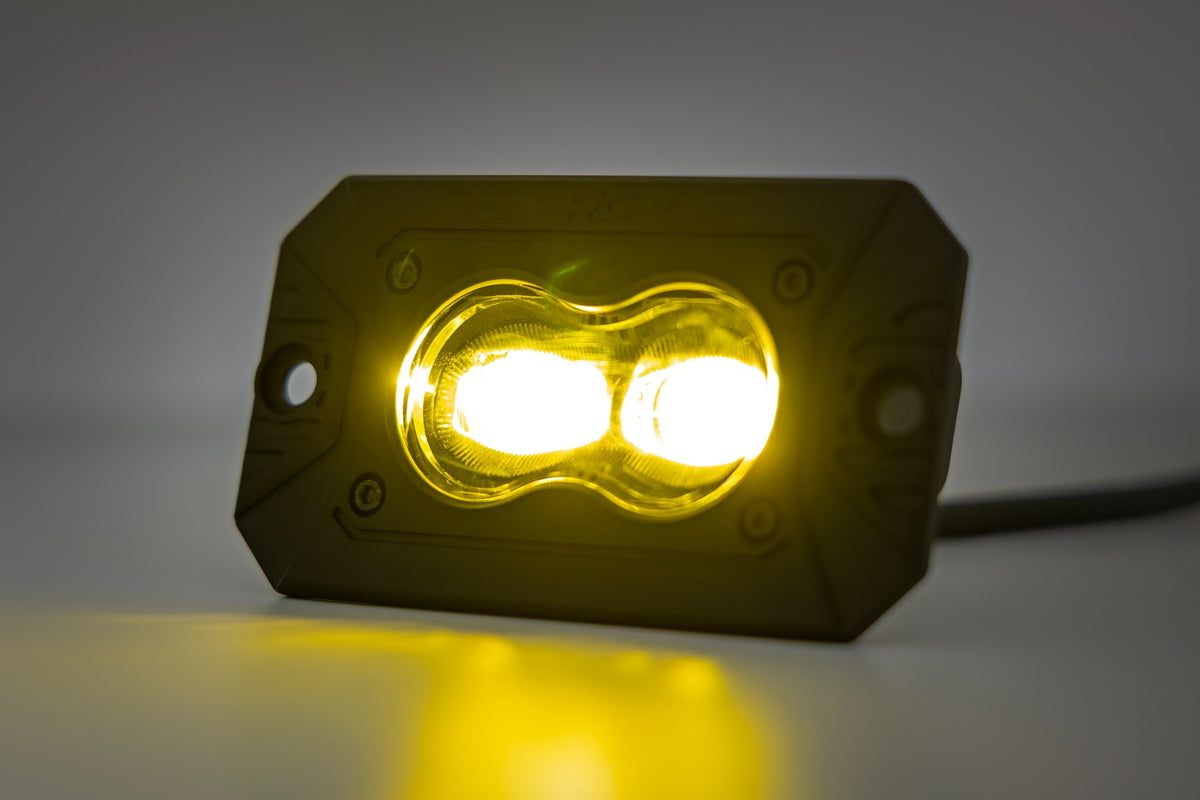 Rough Country - 3x1.75 Inch Black Series - Yellow - LED Slim Aux - SAE Fog - Flush Mount - Pair - 70909 by Rough Country - de