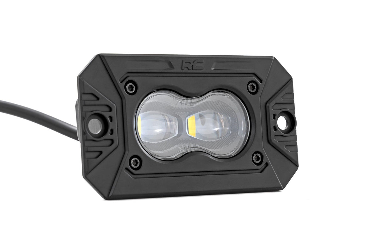 Rough Country - 3x1.75 Inch Black Series LED Slim Aux - SAE Fog - Flush Mount - Pair - 70908 by Rough Country - angle view