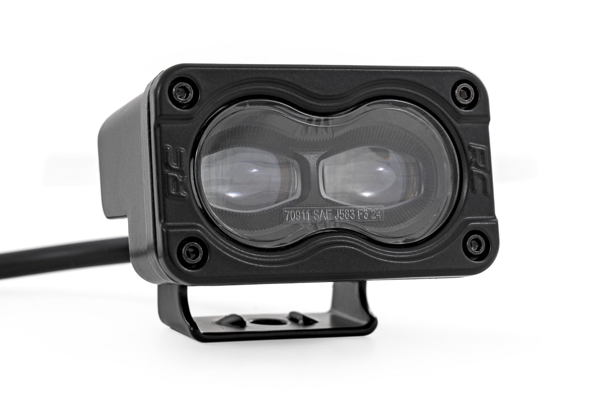 Rough Country - 3x1.75 Inch Black Series - Yellow - LED Slim Aux - SAE Fog - Pair - 70911 by Rough Country - angle view