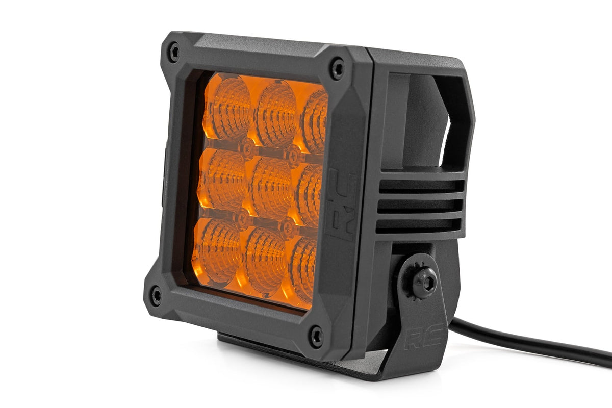 Rough Country - 4 Inch LED Amber Light Pods - Square - Amber DRL - Pair - 70905ADRL by Rough Country - angle view
