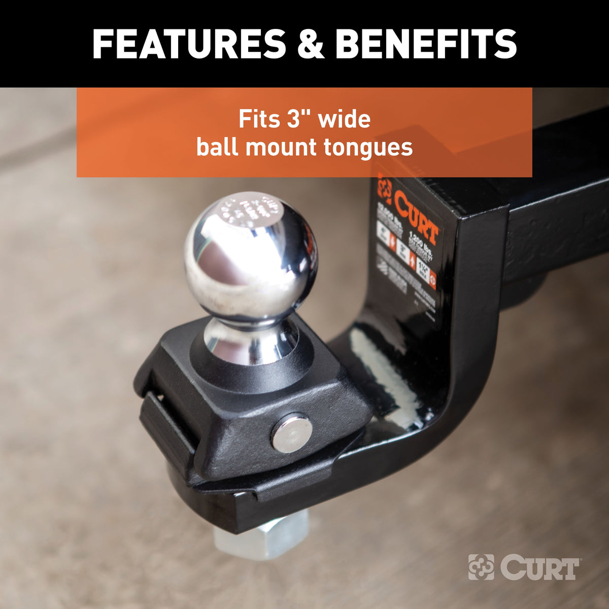 CURT 40249 RockerBall Cushion Hitch Trailer Ball 12,000 lbs, 2-5/16-Inch Diameter, 1-1/4-Inch Shank