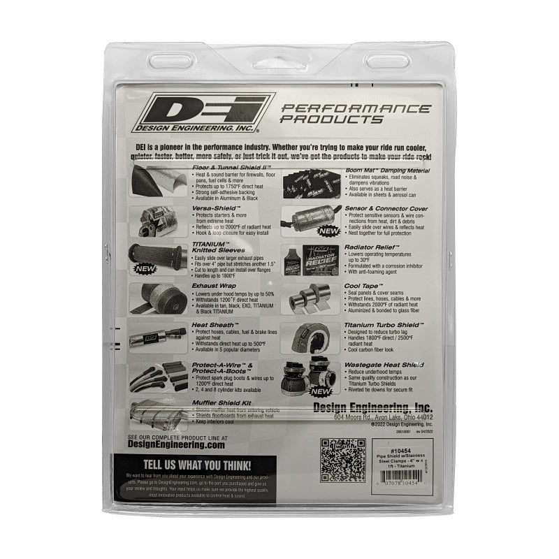 DEI Pipe Shield w/Stainless Steel Clamps - 4in x 12in - Titanium - 10454