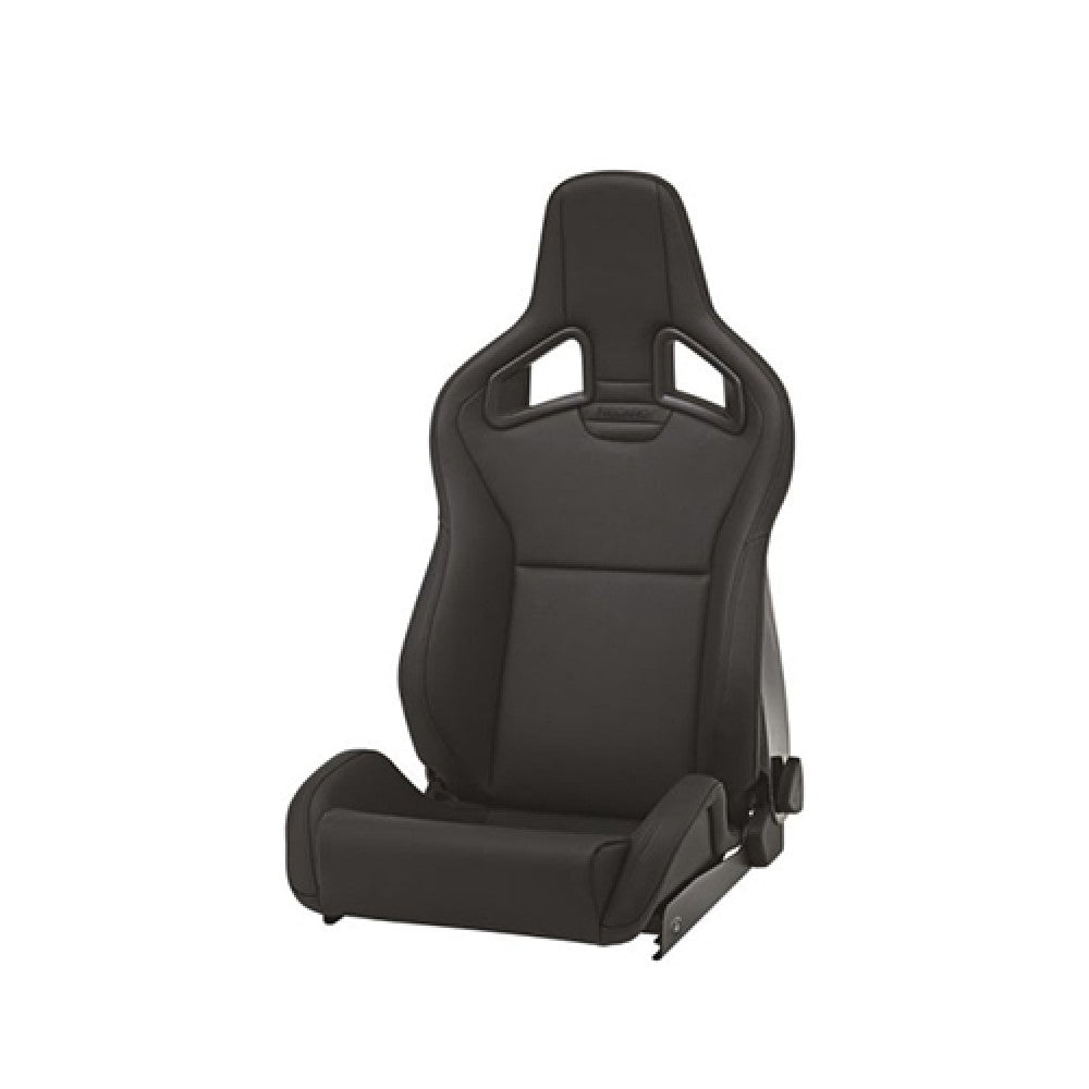 Recaro Sportster CS RH Seat - Black Leather-Leather Black/Silver Logo - 410.200.3217