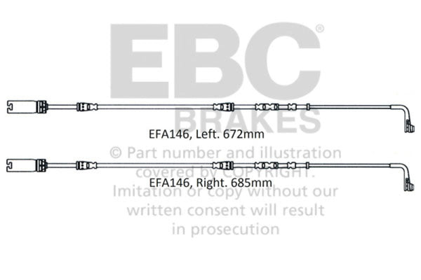 EBC 2008-2010 BMW M3 4.0L (E90) Front Wear Leads - EFA146 for 2008-2013 BMW M3 - front view