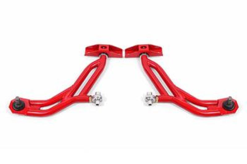 BMR 10-14 Ford Mustang Adj. Lower A-Arms w/ Delrin/Rod End / 19mm Tall Ball Joint - Red - AA757R