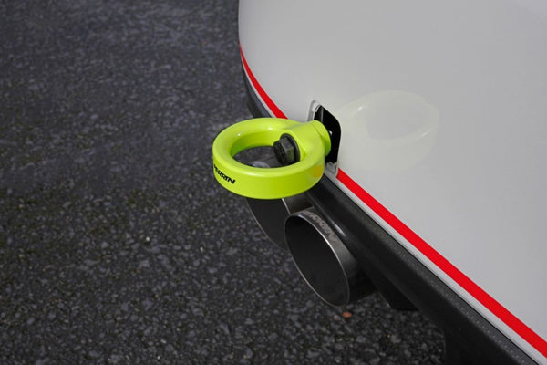 Perrin 15-19 Subaru WRX/STI Tow Hook Kit (Rear) - Neon Yellow - PSP-BDY-252NY for 2015-2021 Subaru WRX STI - front view