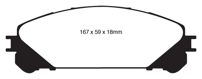 EBC 15+ Lexus NX200t 2.0 Turbo Yellowstuff Front Brake Pads - DP41837R for 2011-2023 Toyota Sienna - front view