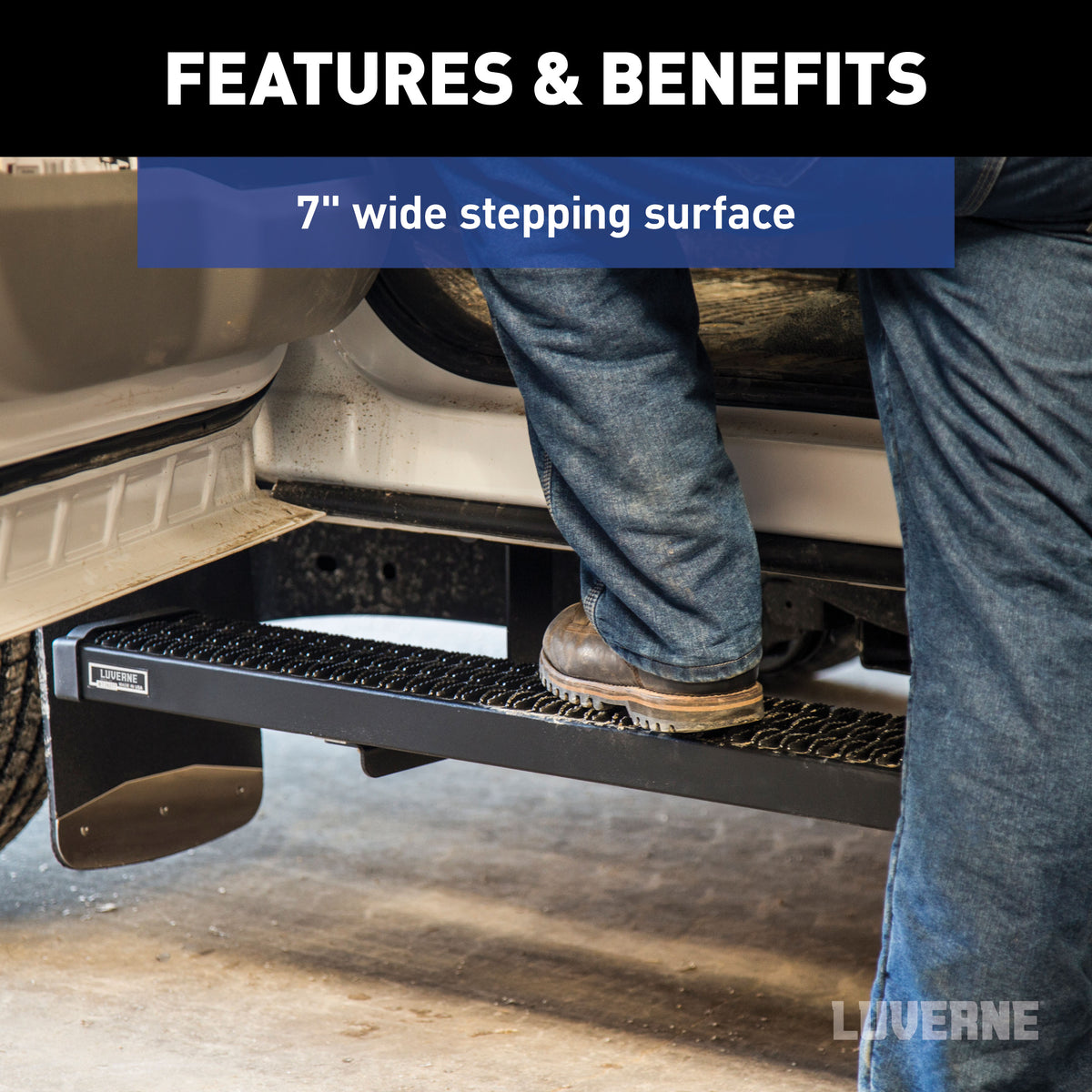 LUVERNE 415088-401734 Grip Step Black Aluminum 88-Inch Truck Running Boards, Select Ford F-250, F-350, F-450, F-550 Super Duty