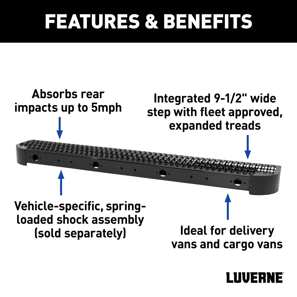 LUVERNE 415358 Impact Shock-Absorbing Rear Bumper Step (No Brackets)
