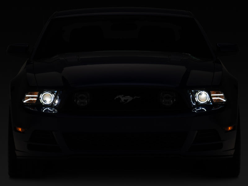 Raxiom 13-14 Ford Mustang LED Halo Projector Headlights- Black Housing (Clear Lens) - 408997