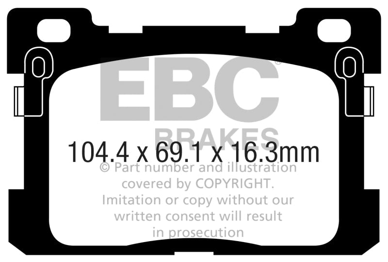 EBC 2017+ Genesis G90 5.0L Greenstuff Rear Brake Pads - DP23077 for 2017-2021 Genesis G90 - front view