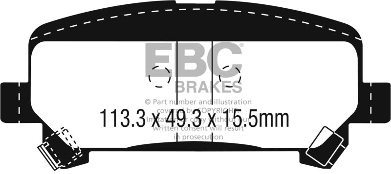EBC 15+ Chevrolet Colorado 2.5 Greenstuff Rear Brake Pads - DP63045 for 2015-2022 Chevrolet Colorado - front view