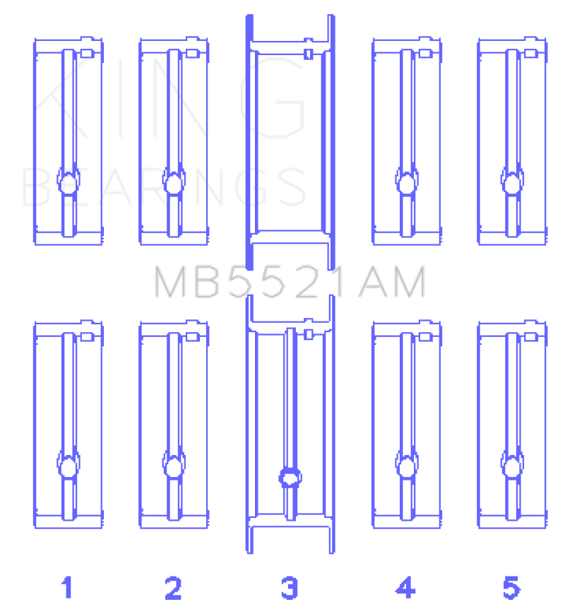 King Chrysler 2.2L Main Bearing Set - MB5521AM