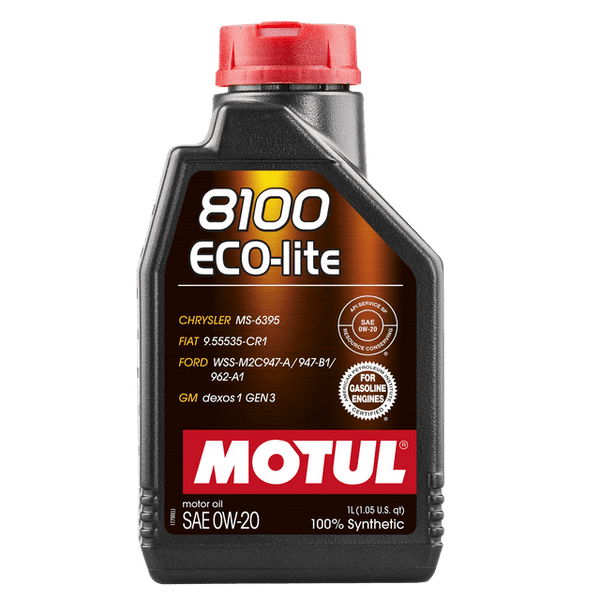 Clearance - Motul Oil 108534 8100 ECO-lite - SAE 0W-20; Synthetic - 1 Liter Bottle - Single by Motul Tech
