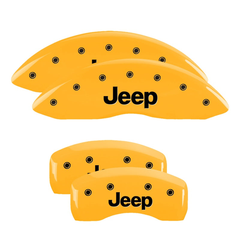 MGP 4 Caliper Covers Engraved Front &amp; Rear JEEP Yellow finish black ch - 42003SJEPYL
