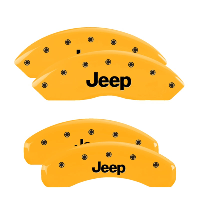 MGP 4 Caliper Covers Engraved Front &amp; Rear JEEP Yellow finish black ch - 42007SJEPYL