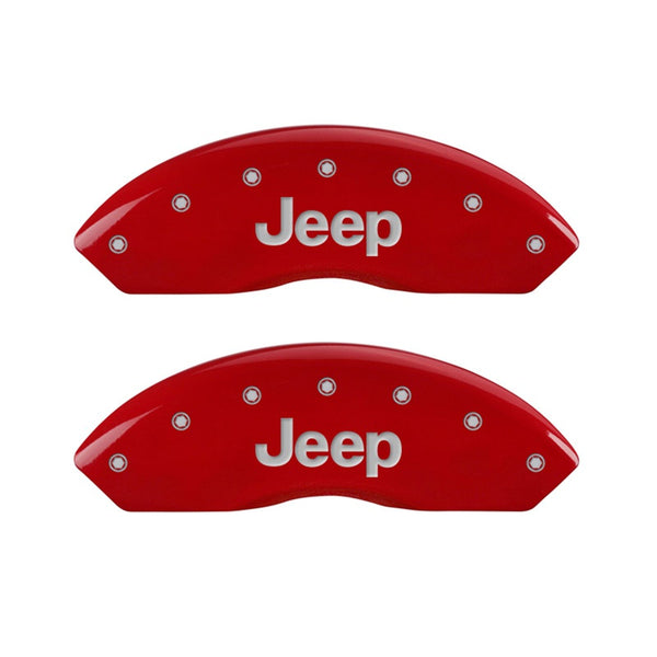MGP Front set 2 Caliper Covers Engraved Front JEEP Red finish silver ch - 42009FJEPRD