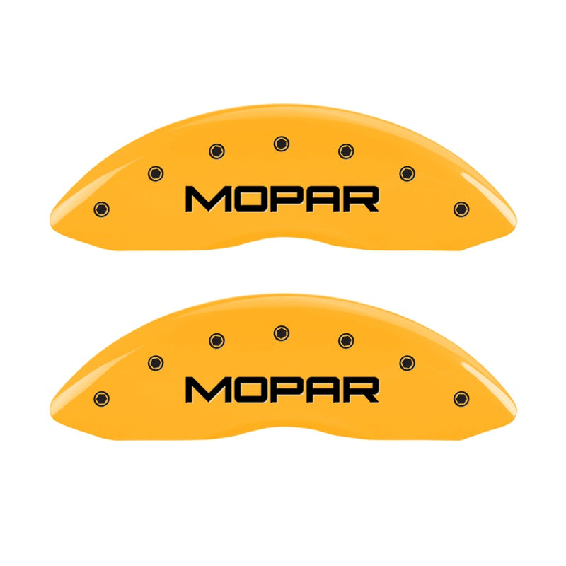 MGP Front set 2 Caliper Covers Engraved Front MOPAR Yellow finish black ch - 42011FMOPYL