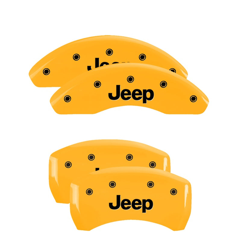 MGP 4 Caliper Covers Engraved Front &amp; Rear JEEP Yellow finish black ch - 42013SJEPYL