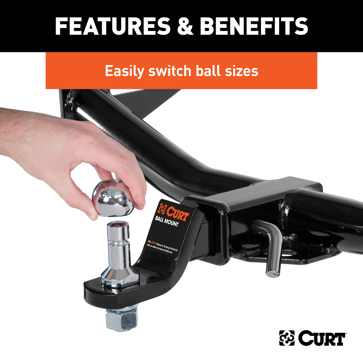 CURT 42225 1-7/8, 2 and 2-5/16-Inch Chrome Steel Switch Ball Set, Up to 8,000 lbs. GTW