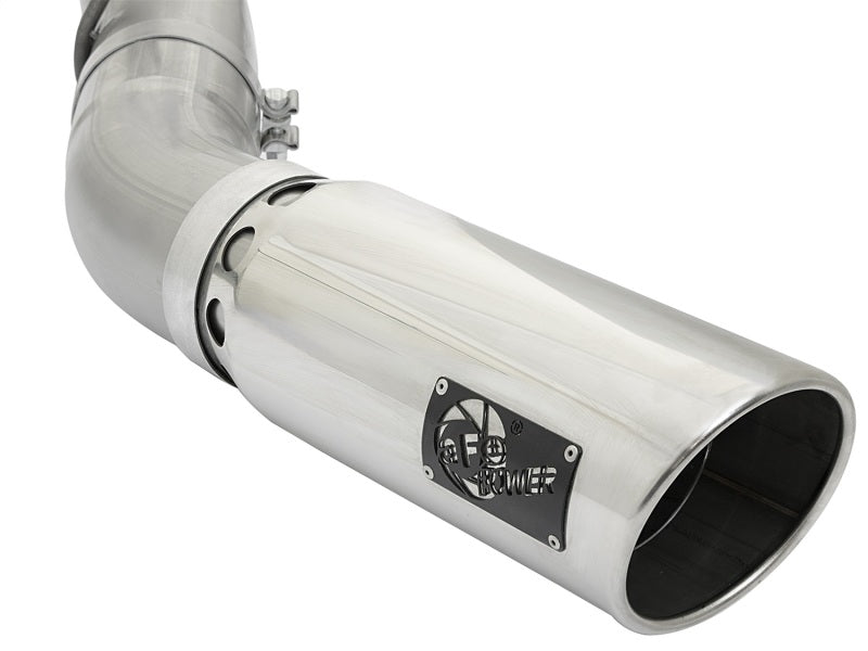 aFe ATLAS 5in DPF-Back Aluminized Steel Exhaust System w/Polished Tips 2017 GM Duramax 6.6L (td) L5P - 49-04085-P