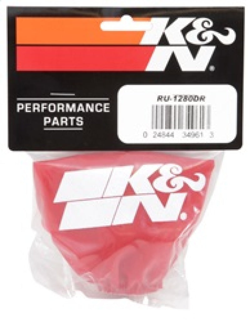 K&amp;N Drycharger Air Filter Wrap - Round Straight - Red Closed Top 3in Inside Dia x 4in Height - RU-1280DR