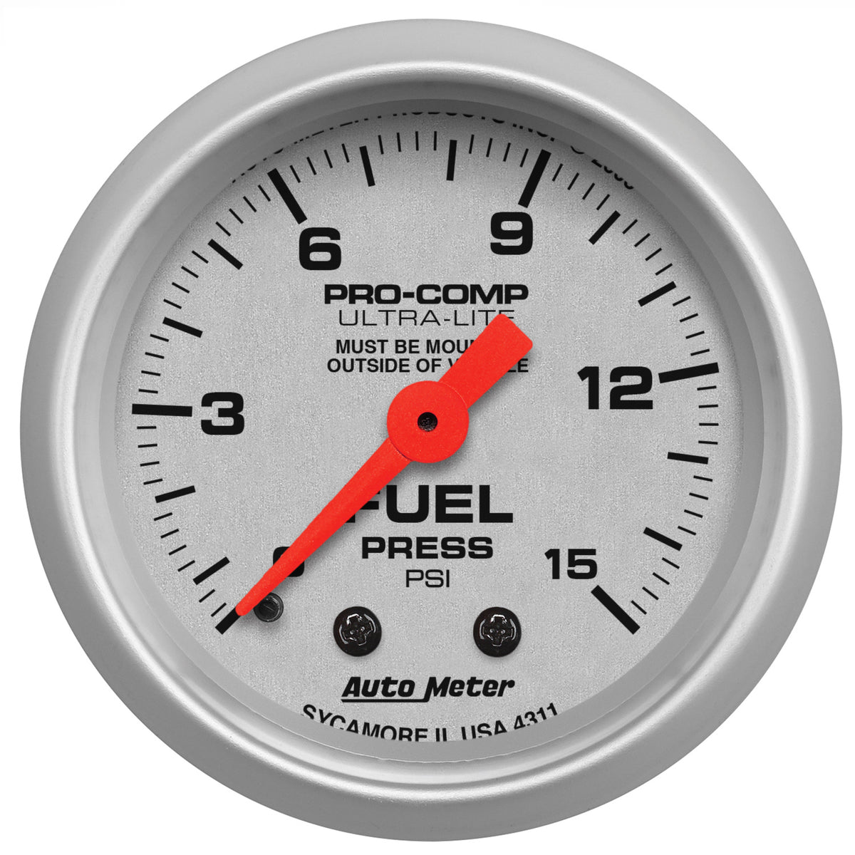 Autometer Ultra-Lite 52mm 0-15 PSI Mechanical Fuel Pressure Gauge - 4311