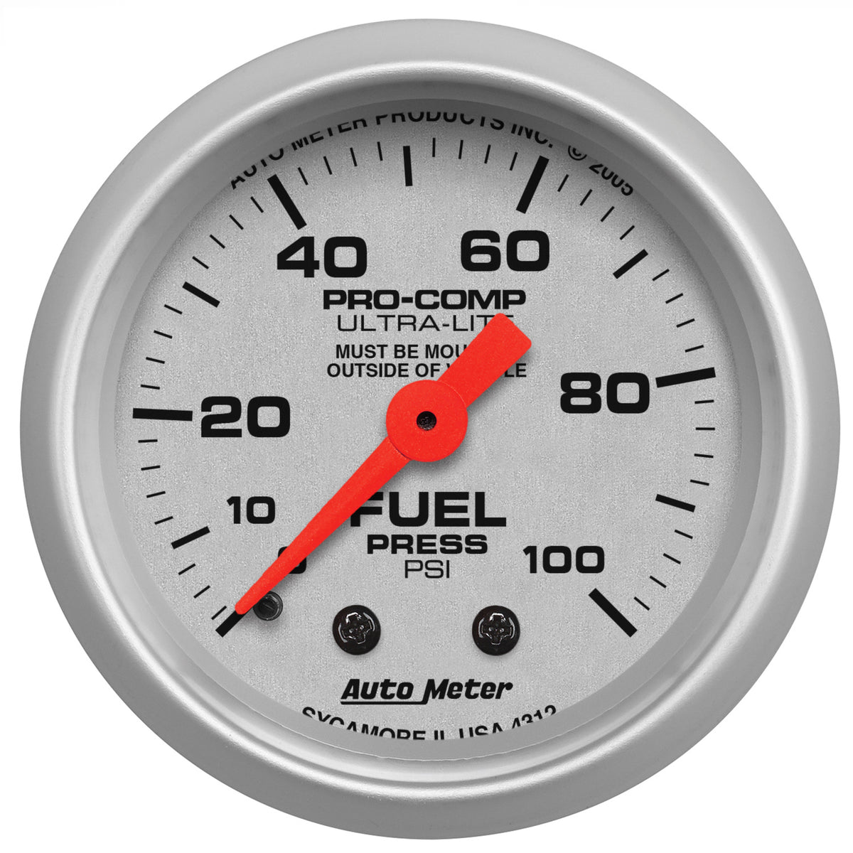 Autometer Ultra-Lite 52mm 0-100 PSI Mechanical Fuel Pressure Gauge - 4312