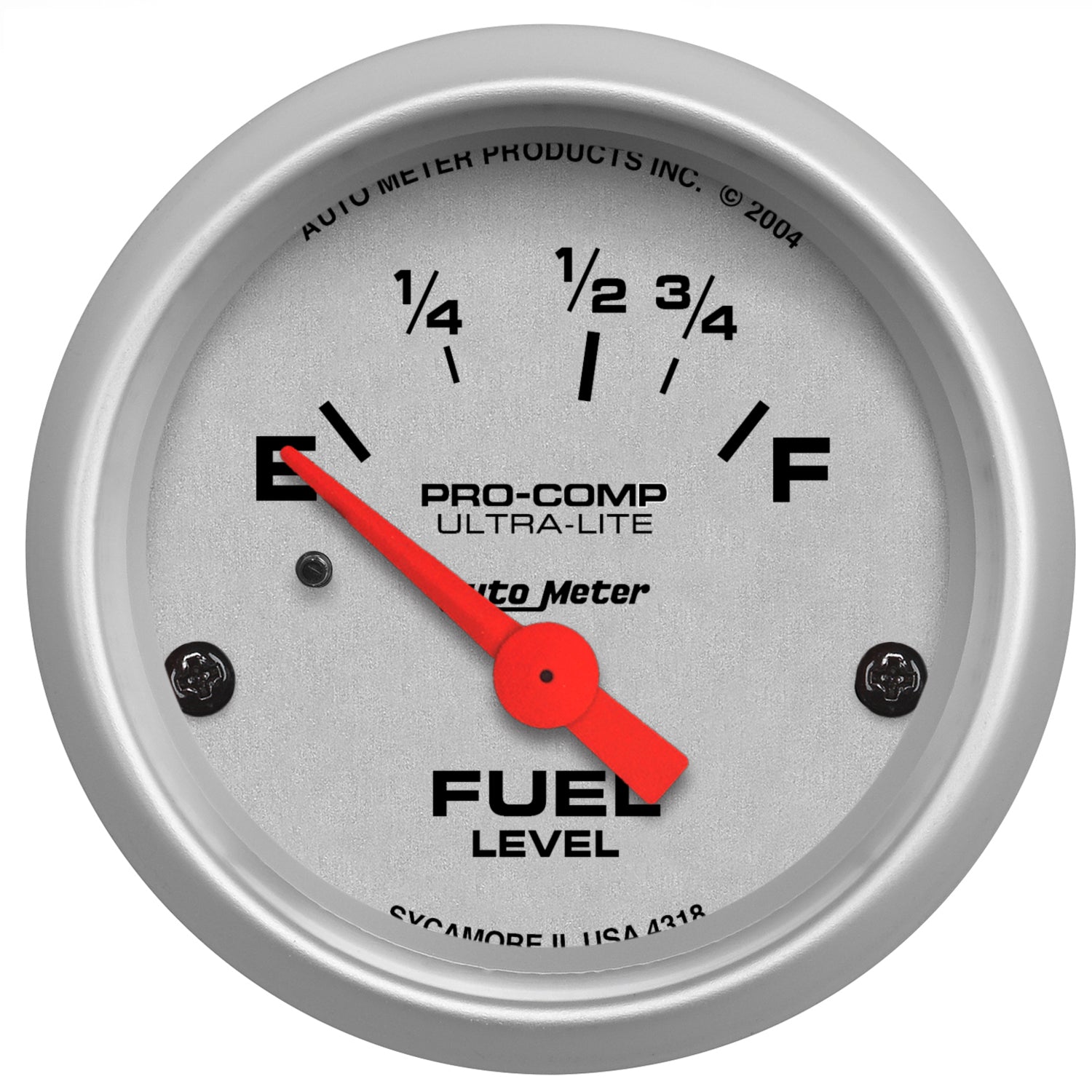 Autometer Ultra-Lite 52mm 16 OHMS Empty/158 OHMS Full Short Sweep Electronic Fuel Level Gauge - 4318