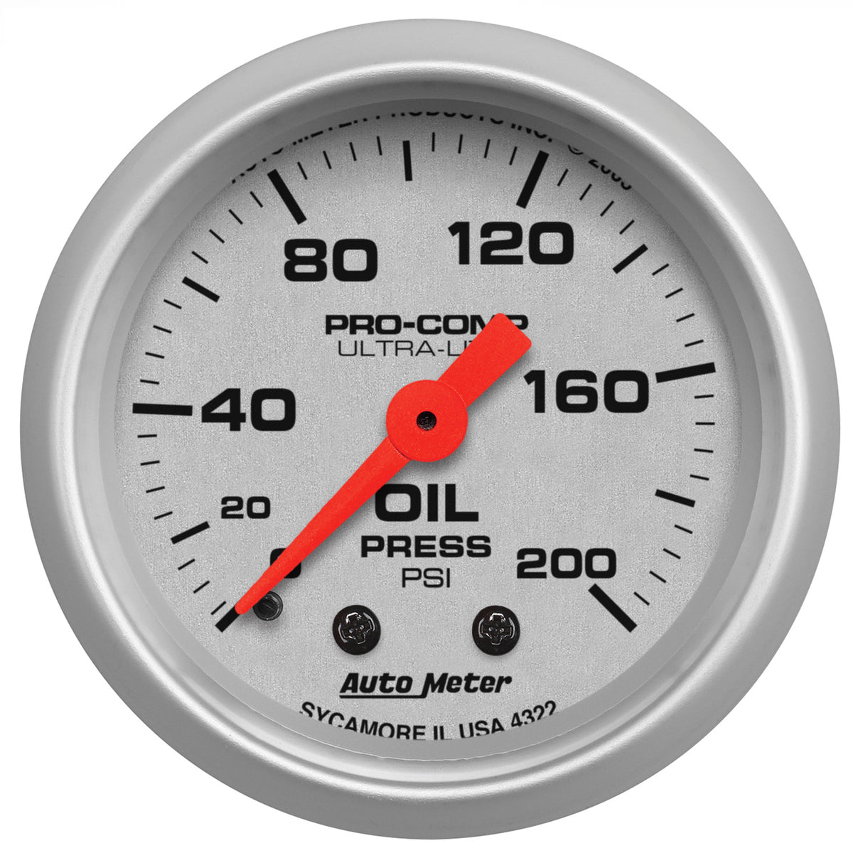 Autometer Ultra-Lite 52mm 0-200 PSI Mechanical Oil Pressure Gauge - 4322