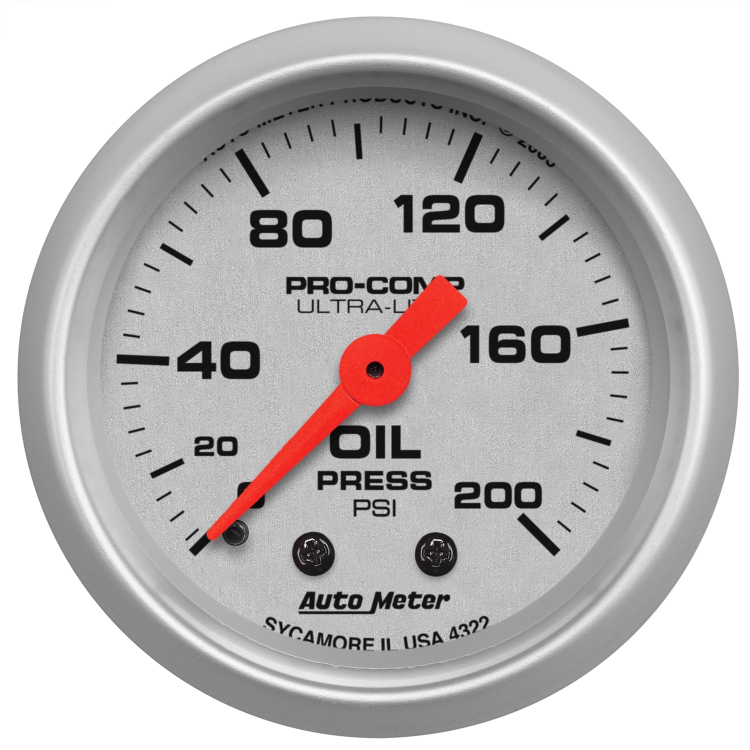Autometer Ultra-Lite 52mm 0-200 PSI Mechanical Oil Pressure Gauge - 4322