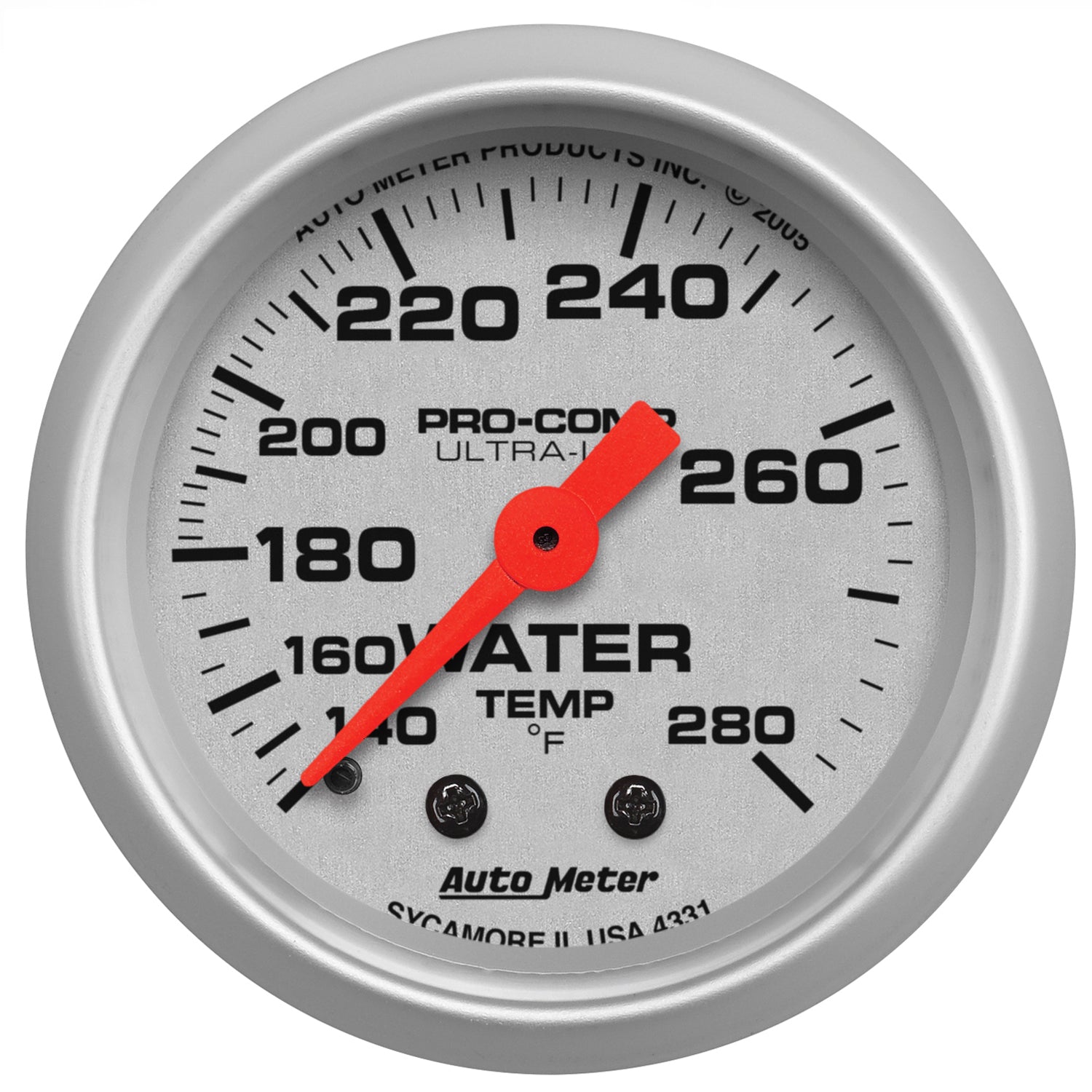Autometer Ultra-Lite 52mm 140-280 Deg F Mechanical Water Temp Gauge - White - 4331