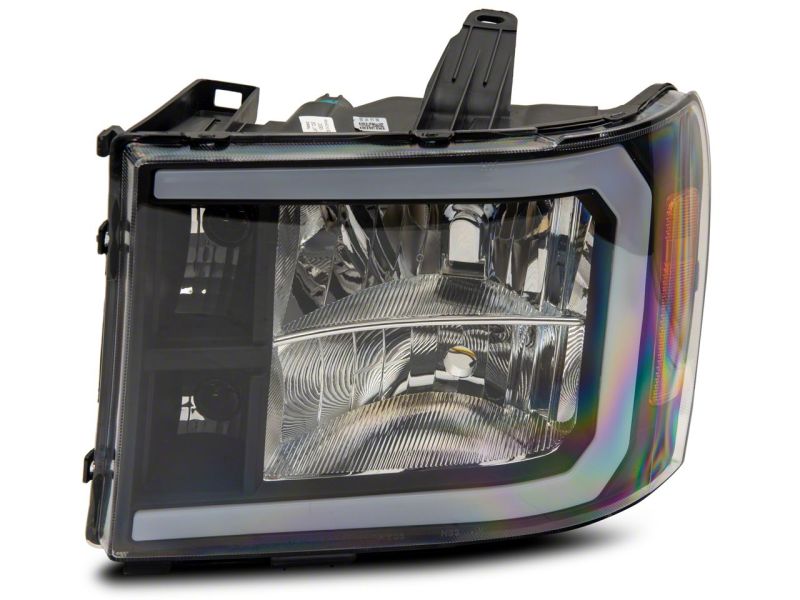 Raxiom 07-13 GMC Sierra 1500 Axial Series Headlights w/ LED Bar- Blk Housing (Clear Lens) - S531791