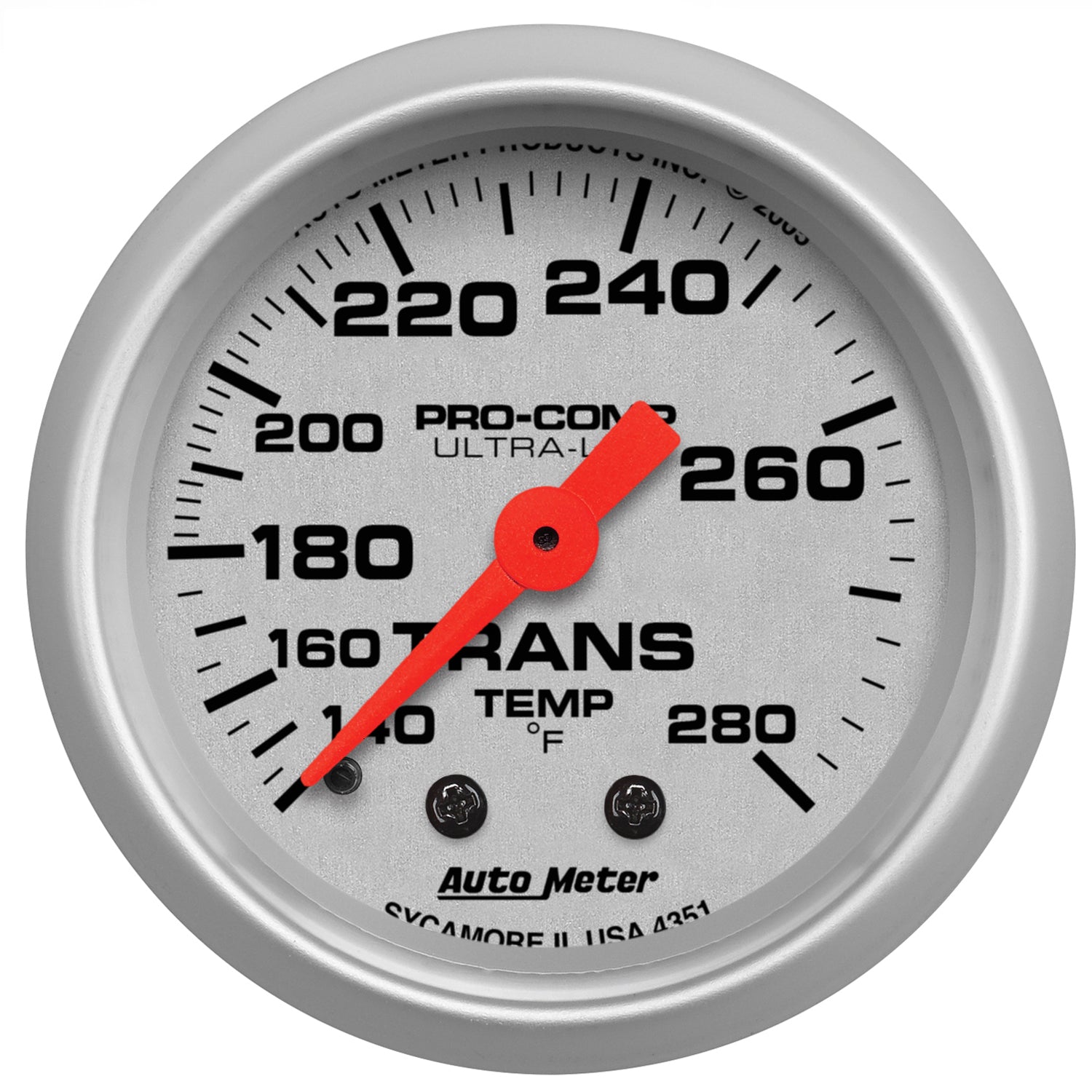 Autometer Ultra-Lite 52mm 140-280 Deg F Mechanical Transmission Temp Gauge - 4351