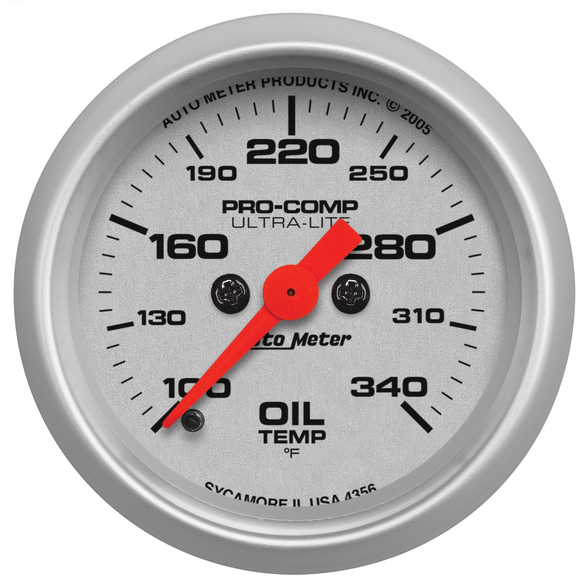 Autometer Ultra-Lite 52mm 100-340 degree F Full Sweep Electronic Oil Temperature Gauge - 4356