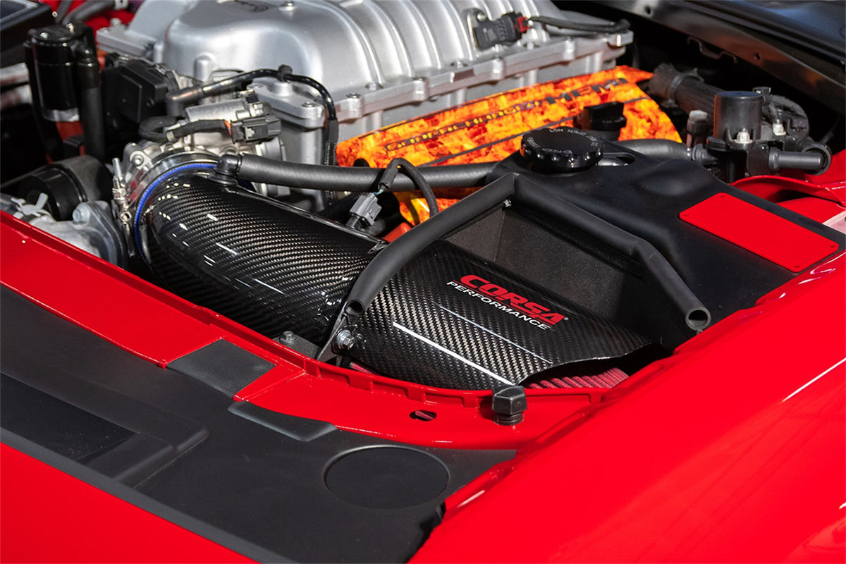 Corsa 19-21 Dodge Challenger SRT/Hellcat/Redeye/Demon Carbon Fiber Air Intake w/ MaxFlow 5 Oil Filt. - 44004