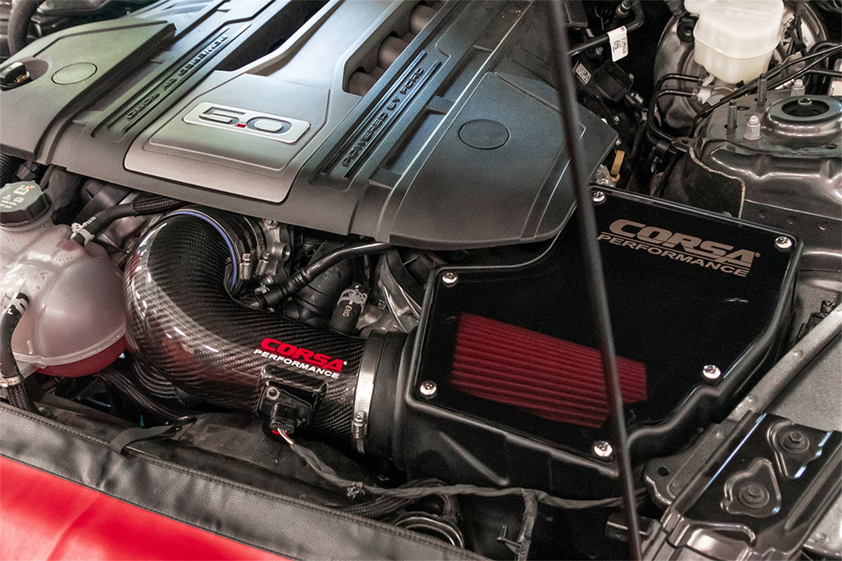 Corsa 18-22 Ford Mustang GT 5.0L V8 Carbon Fiber Air Intake w/ DryTech 3D No Oil - 44007D