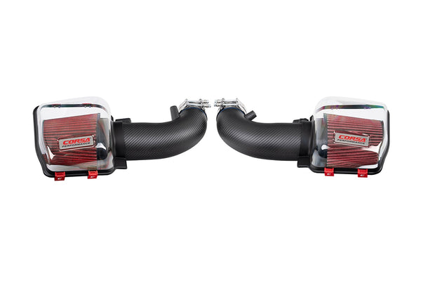 Corsa 24-25 Ford Mustang GT 5.0L V8 Carbon Fiber Cold Air Intake w/ DryTech Air Filters - Matte - 44013DMT