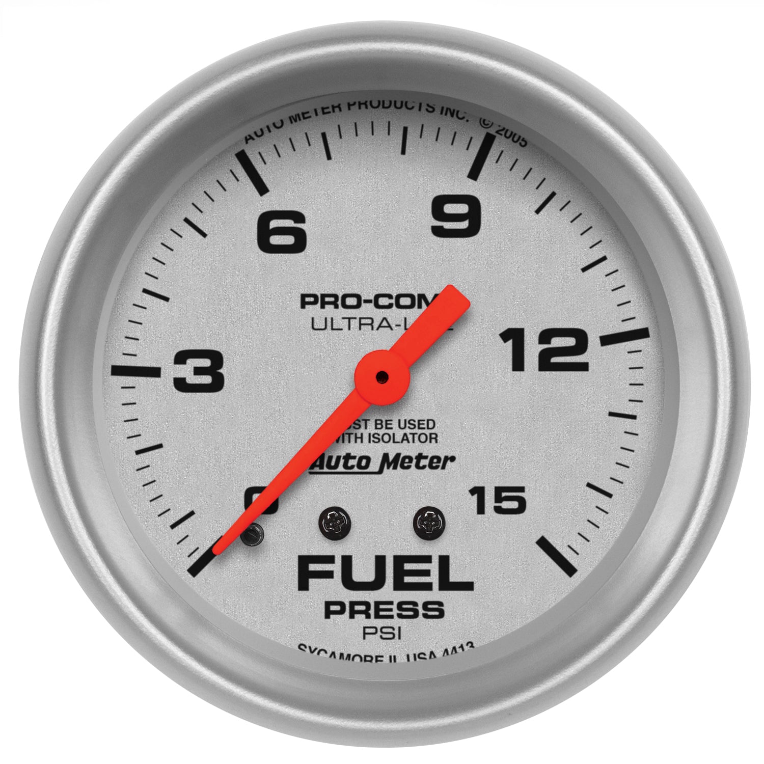 AutoMeter Gauge Fuel Pressure 2-5/8in. 15PSI Mechanical W/Isolator Ultra-Lite - 4413