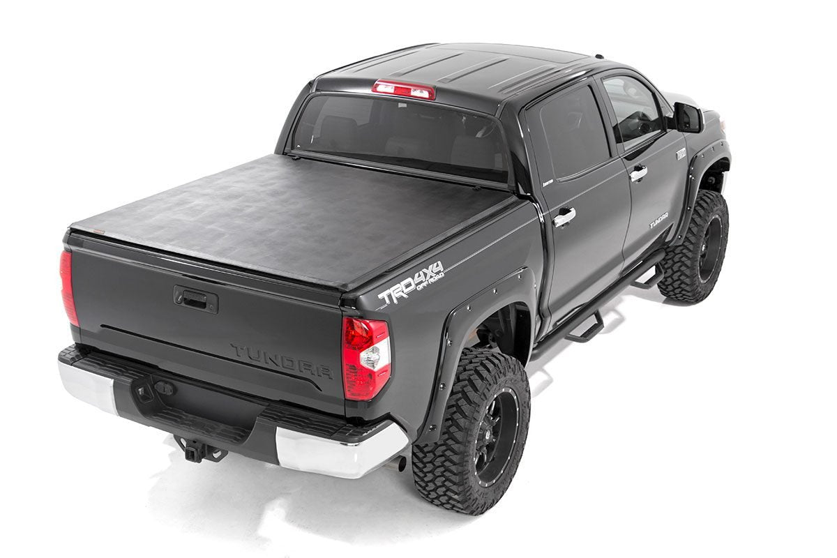 Rough Country - Soft Tri-Fold Bed Cover - 5'7" Bed - Toyota Tundra 2WD/4WD (2007-2025) - 41714551A for 2007-2024 Toyota Tundr