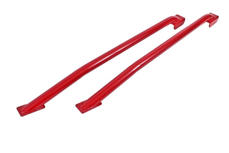 BMR 79-04 Fox Mustang Hardtop Only Weld-On Boxed STD. Subframe Connectors - Red - SFC024R for 1979-2004 Ford Mustang - front 