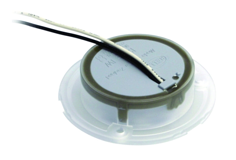 Hella 0500 Series Slim Line White 12V DC Round Soft LED Courtesy Light w/ White Plastic Rim - 980500041