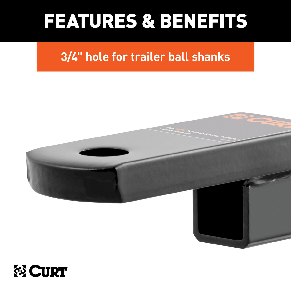 CURT 45018 Class 1 Trailer Hitch Ball Mount, Fits 1-1/4-Inch Receiver, 2,000 lbs, 3/4-Inch Hole, 1-1/4-In Drop, 5/8-Inch Rise