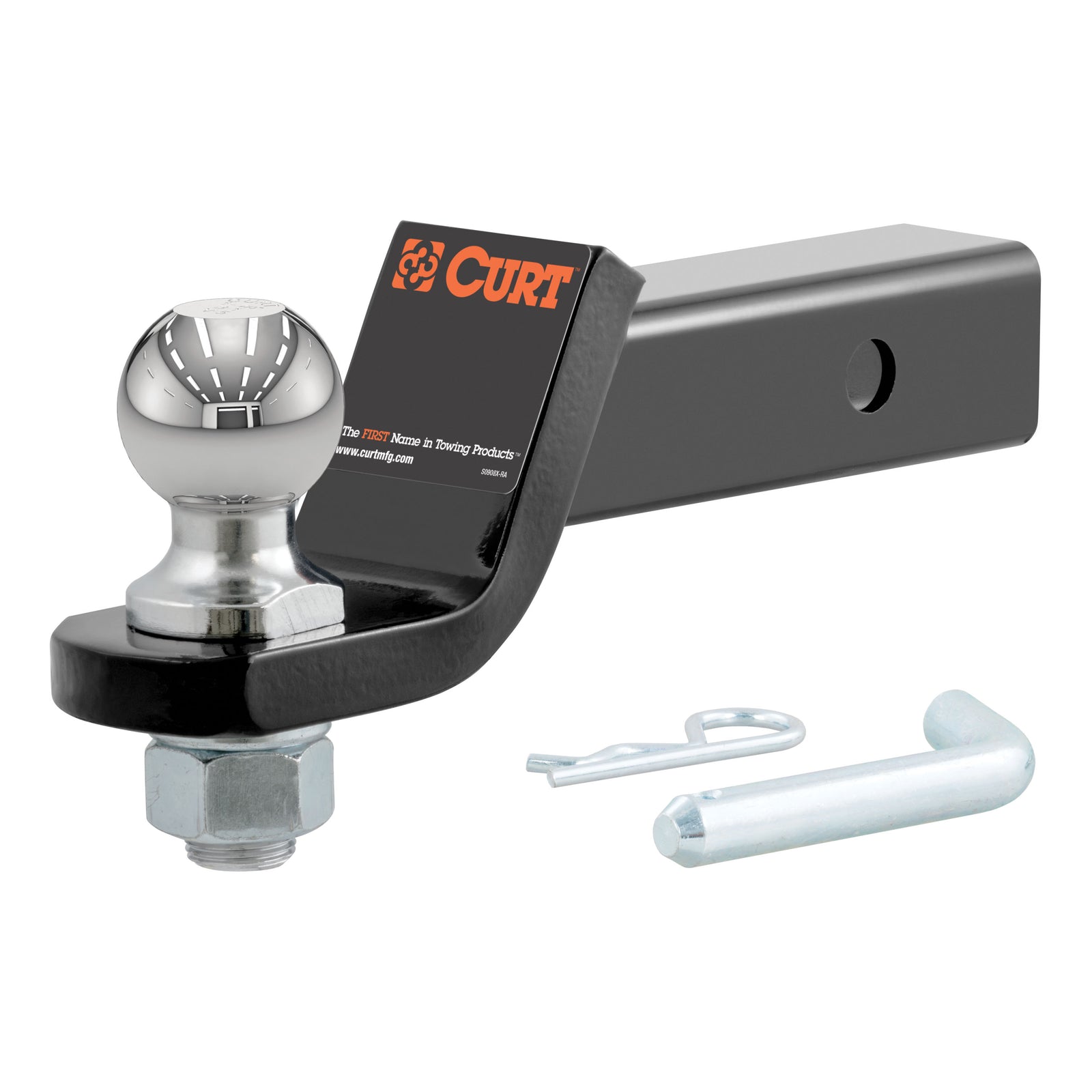 CURT 45036 Trailer Hitch Mount with 2-Inch Ball & Pin, Fits 2-In Receiver, 7,500 lbs, 2" Drop
