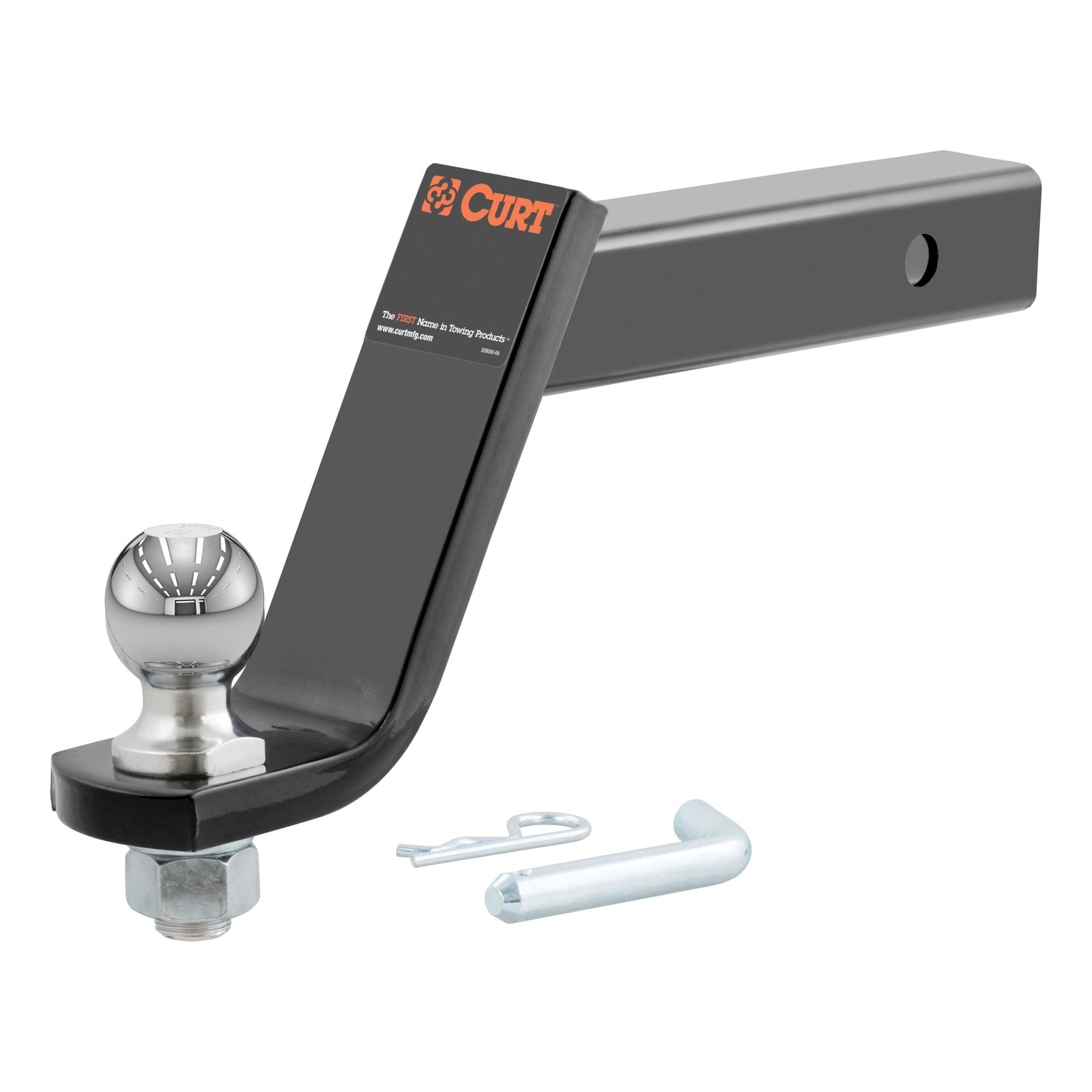 CURT 45064 Lifted Truck Trailer Hitch Mount with 2-Inch Ball & Pin, Fits 2-In Receiver, 7,500 lbs, 6-Inch Drop