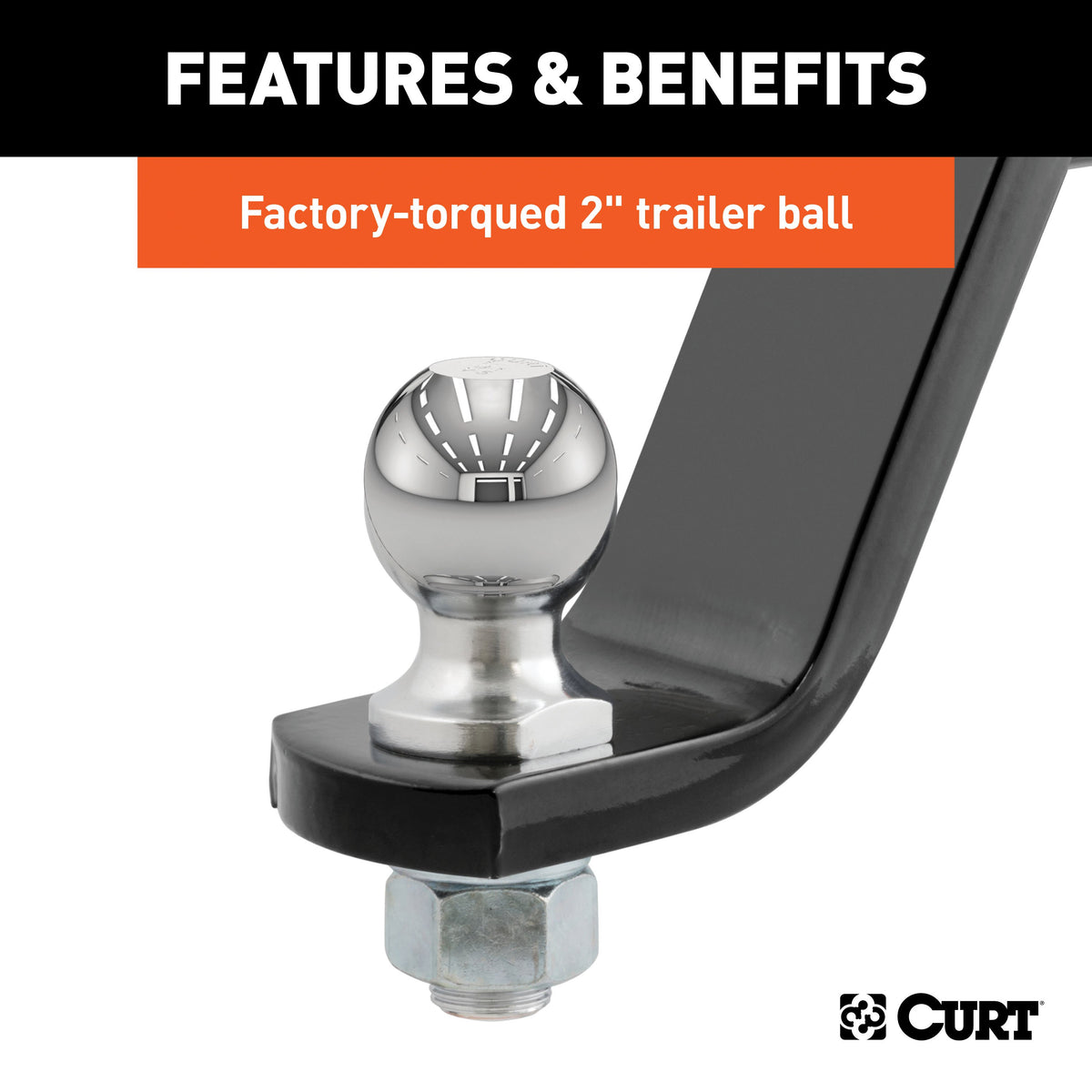 CURT 45064 Lifted Truck Trailer Hitch Mount with 2-Inch Ball & Pin, Fits 2-In Receiver, 7,500 lbs, 6-Inch Drop