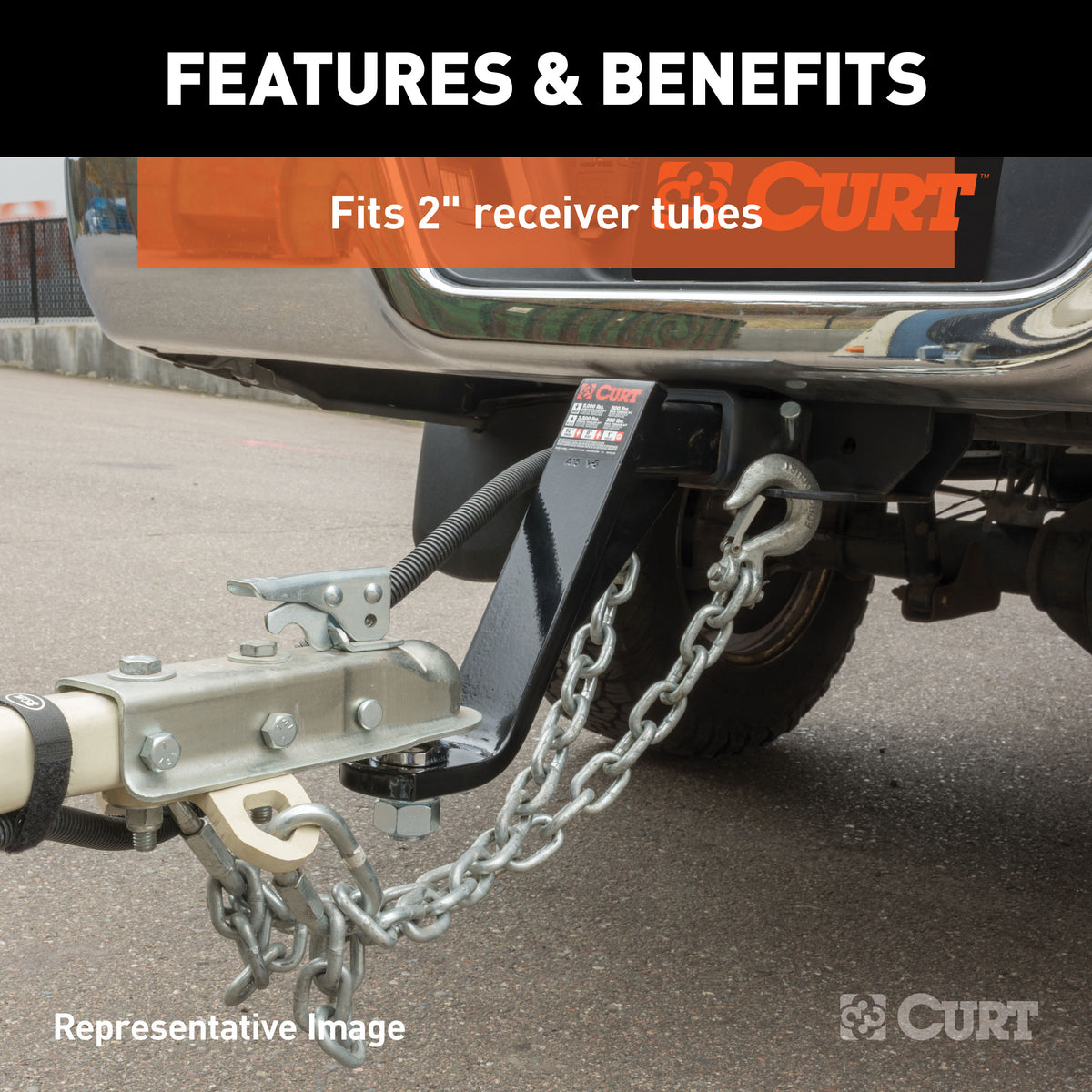 CURT 45090 Class 3 Trailer Hitch Ball Mount, Fits 2-Inch Receiver, 5,000 lbs, 1-Inch Hole, 8-Inch Drop
